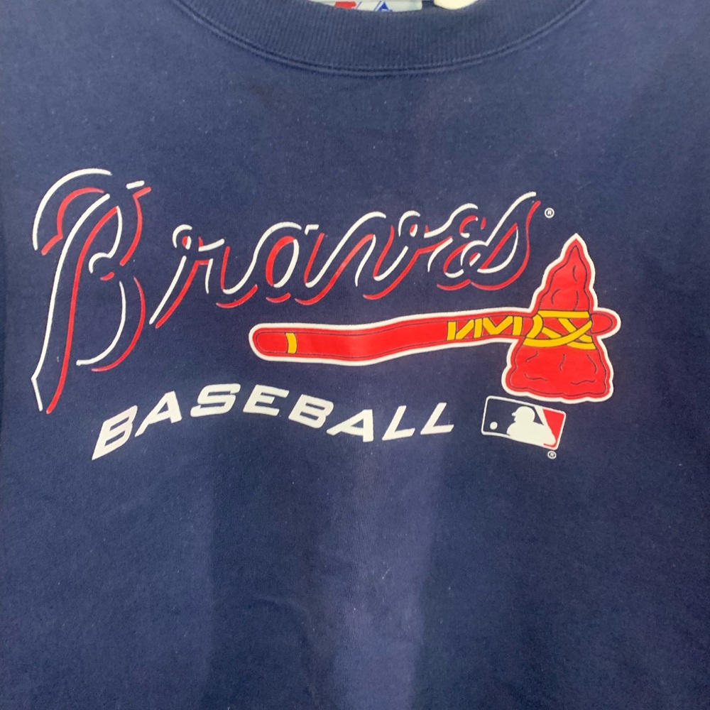 Vintage oversize braves pull over sweatshirt by majestic